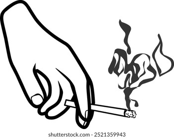 Illustration of Hand Holding a Cigarette with Smoke