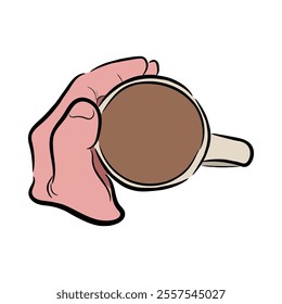 illustration of a hand holding a coffee cup