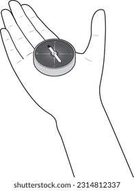 Illustration of a hand holding a compass