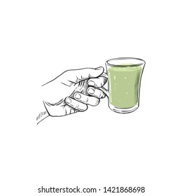Illustration of a hand holding a cup 
