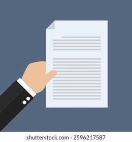 Illustration of hand holding document paper