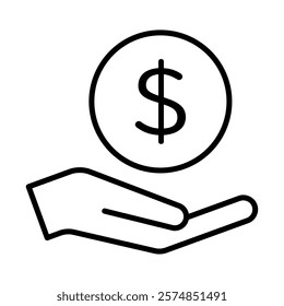 Illustration of a hand holding dollar money