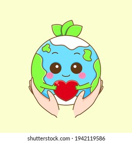 Illustration of hand holding the earth