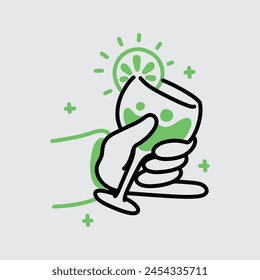 Illustration of Hand Holding Glass Wine