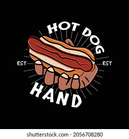 Illustration hand holding hot dog fast food logo hand abstract design vector
