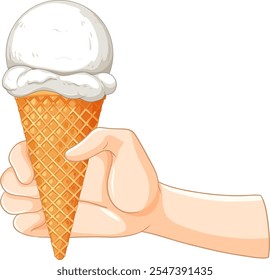 Illustration of a hand holding an ice cream cone