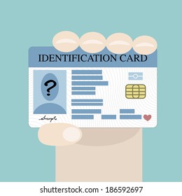 Illustration of hand holding the id card