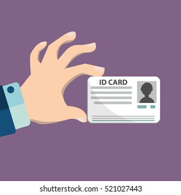 Illustration Of Hand Holding The Id Card.