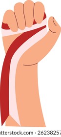 Illustration of Hand Holding of Indonesian Flag in Cartoon Design. Indonesian Independence Day