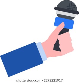 Ilustración de una mano sosteniendo un micrófono de entrevista