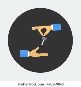 illustration of hand holding key icon