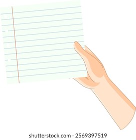 Illustration of a hand holding lined paper