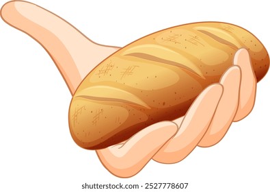 Ilustração de uma mão segurando um pão