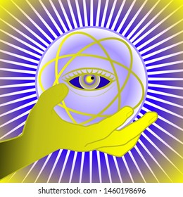 illustration of a hand holding a magic ball