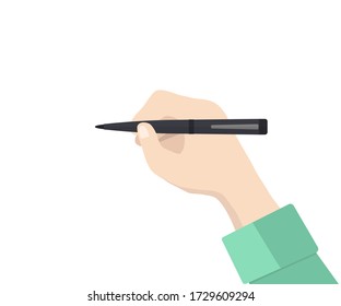 Illustration of a hand holding a marker isolated on a white background.