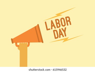 Illustration of hand holding megaphone shout for labor day