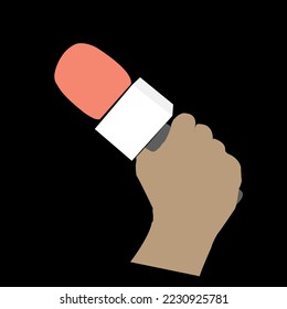 illustration of a hand holding a microphone for interview microphone for journalists.eps
