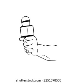 illustration of a hand holding a microphone,hand drawn icon of a hand holding a microphone