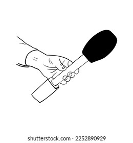 illustration of a hand holding a microphone,hand drawn icon of a hand holding a microphone