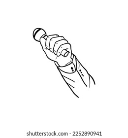 illustration of a hand holding a microphone,hand drawn icon of a hand holding a microphone