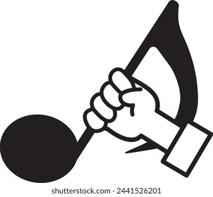 Illustration of a hand holding musical notes
