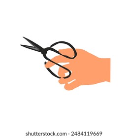 illustration of a hand holding a pair of scissors without background