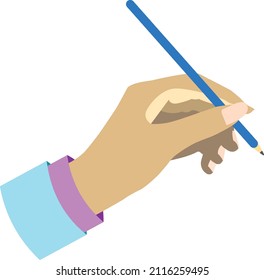 illustration of a hand holding a pencil for illustration element