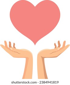 Illustration of a hand holding a red heart