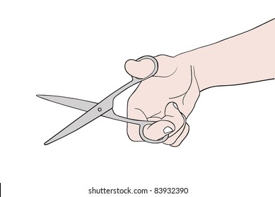 illustration of hand holding scissors