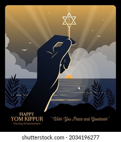 An Illustration Of A Hand Holding The Star Of David On Rosh Hashanah And Yom Kippur Celebration Day