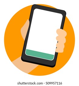 Illustration of Hand Holding Tablet with Blank Screen
