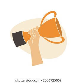 illustration of a hand holding a trophy