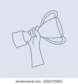 illustration of a hand holding a trophy