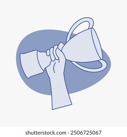 illustration of a hand holding a trophy