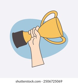 illustration of a hand holding a trophy