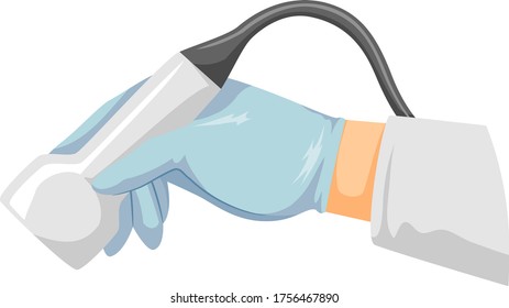 Illustration Of Hand Holding Ultrasound Transducer