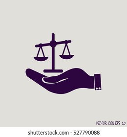 Illustration Of A Hand Holding Weighing Scale Scales Of Justice