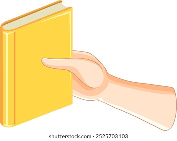 Illustration of a hand holding a yellow book