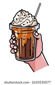 illustration of a hand with an ice cream