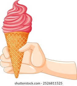 Illustration of a hand with ice cream cone