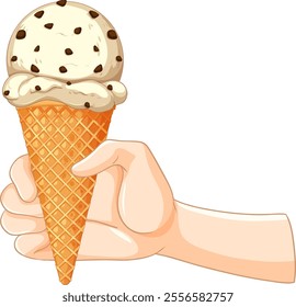Illustration of a hand with ice cream cone