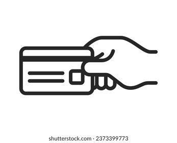 Illustration of a hand icon (line drawing) holding a credit card.