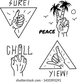 illustration of hand icon set flat design