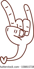 illustration of hand icon, sticker,tshirt print, vector illustration