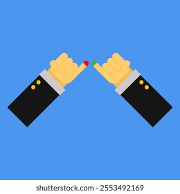 Illustration of a hand icon touching another hand in a professional manner. The concept of cooperation and providing assistance.