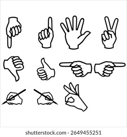 Ilustração de ícones manuais para gestos e interação - arquivo vetorial de alta resolução sobre fundo branco