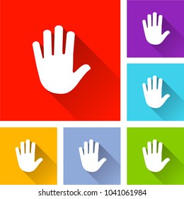 Illustration of hand icons with long shadow