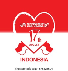 Illustration of hand with Indonesia Flag for Independence Day