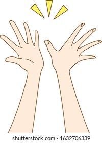 Illustration of a hand of a Japanese woman doing high five drawn in vector