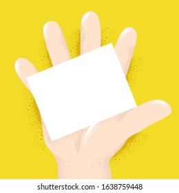 Illustration Of A Hand Of A Kid Holding A Blank Flash Card Board